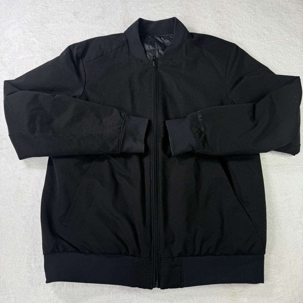 Lululemon Switch Over Bomber Jacket Mens Medium Black Reversible Cotton Blend